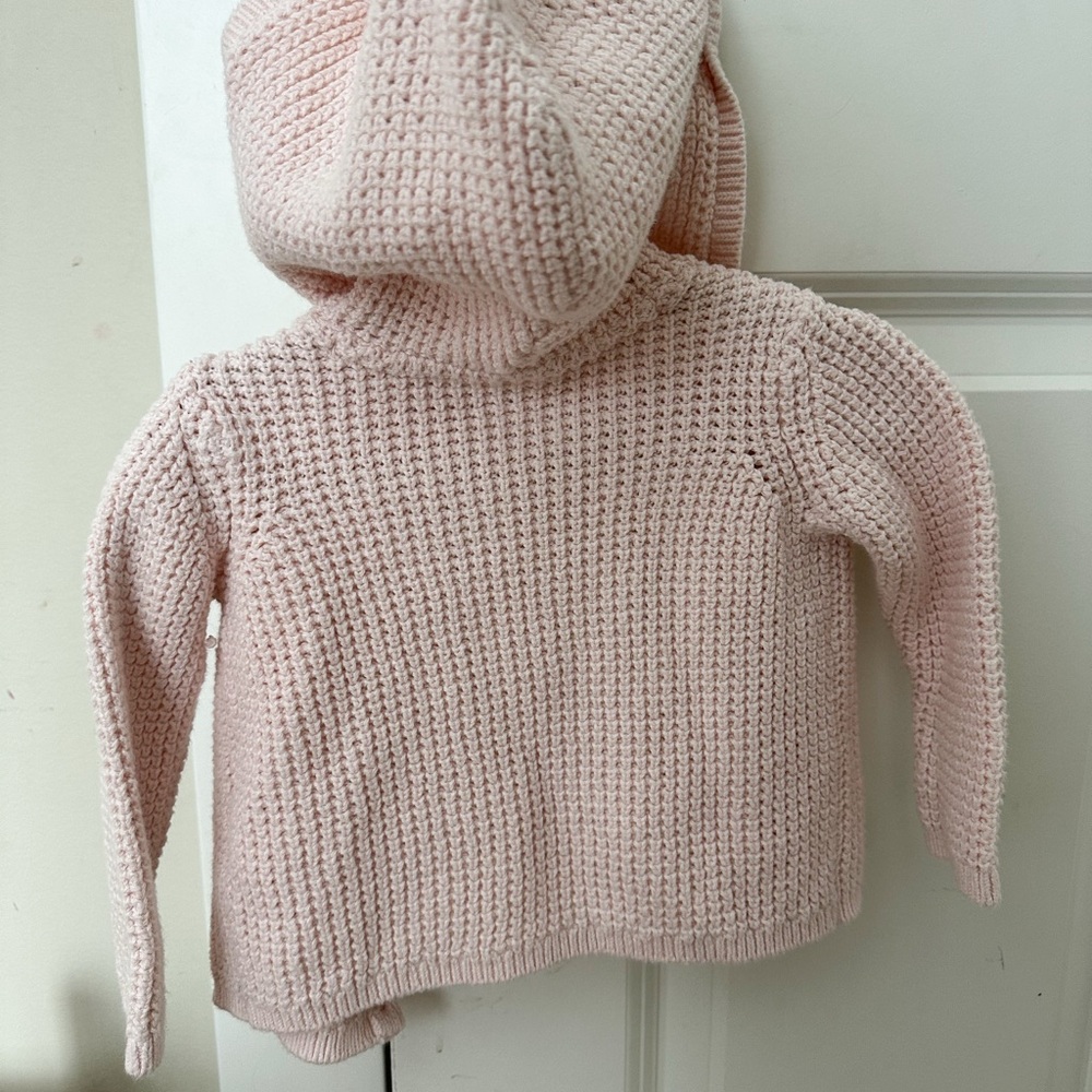 Light Pink Hooded Button Front Carter’s Baby Hooded Cardigan - 9 Months - Picture 4 of 5